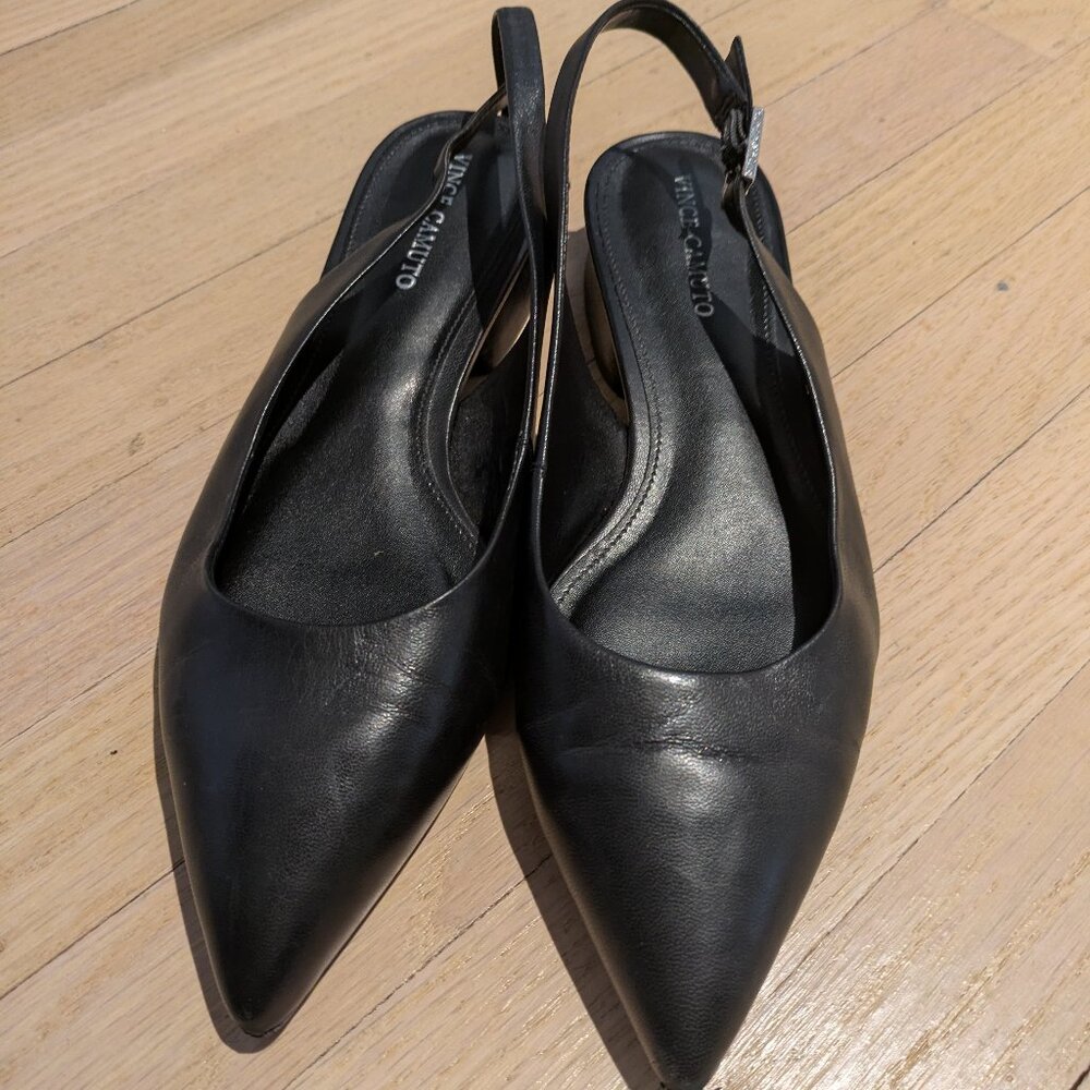 Vince Camuto Jesander Leather low heel pointed flat slingback